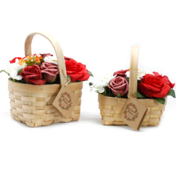 Red Bouquet in Wicker Basket - Medium or large