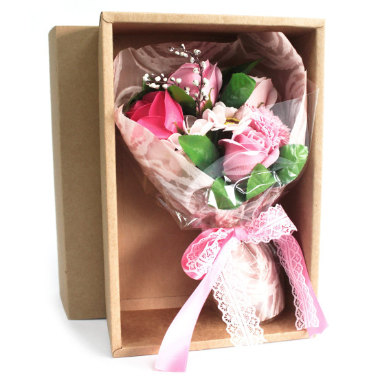 Boxed Hand Soap Flower Bouquet - Various Colours